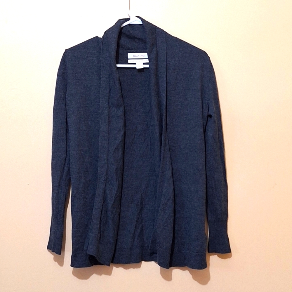 Ellen Tracy Merino Wool Open Cardigan Sweater